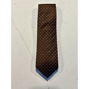 DeSantis Collection Teardrop Print Silk Necktie in Brown / Blue